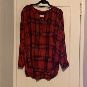 Orange/Red Plaid Blouse
